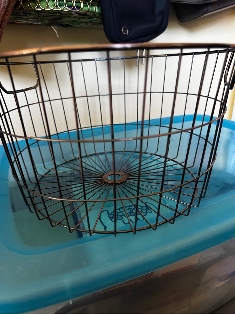 Round Metal Wire Storage Basket - Bronze Tone